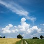 Hochformat Weg mit Gewitter